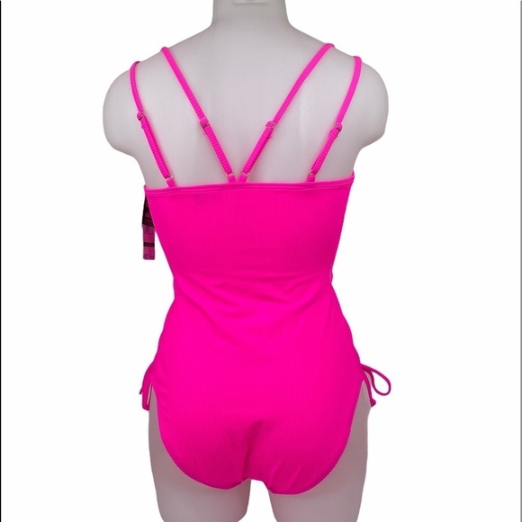 CALIFORNIA Waves Ribbed Side Tie 1 Piece Swimsuit - Picture 2 of 8